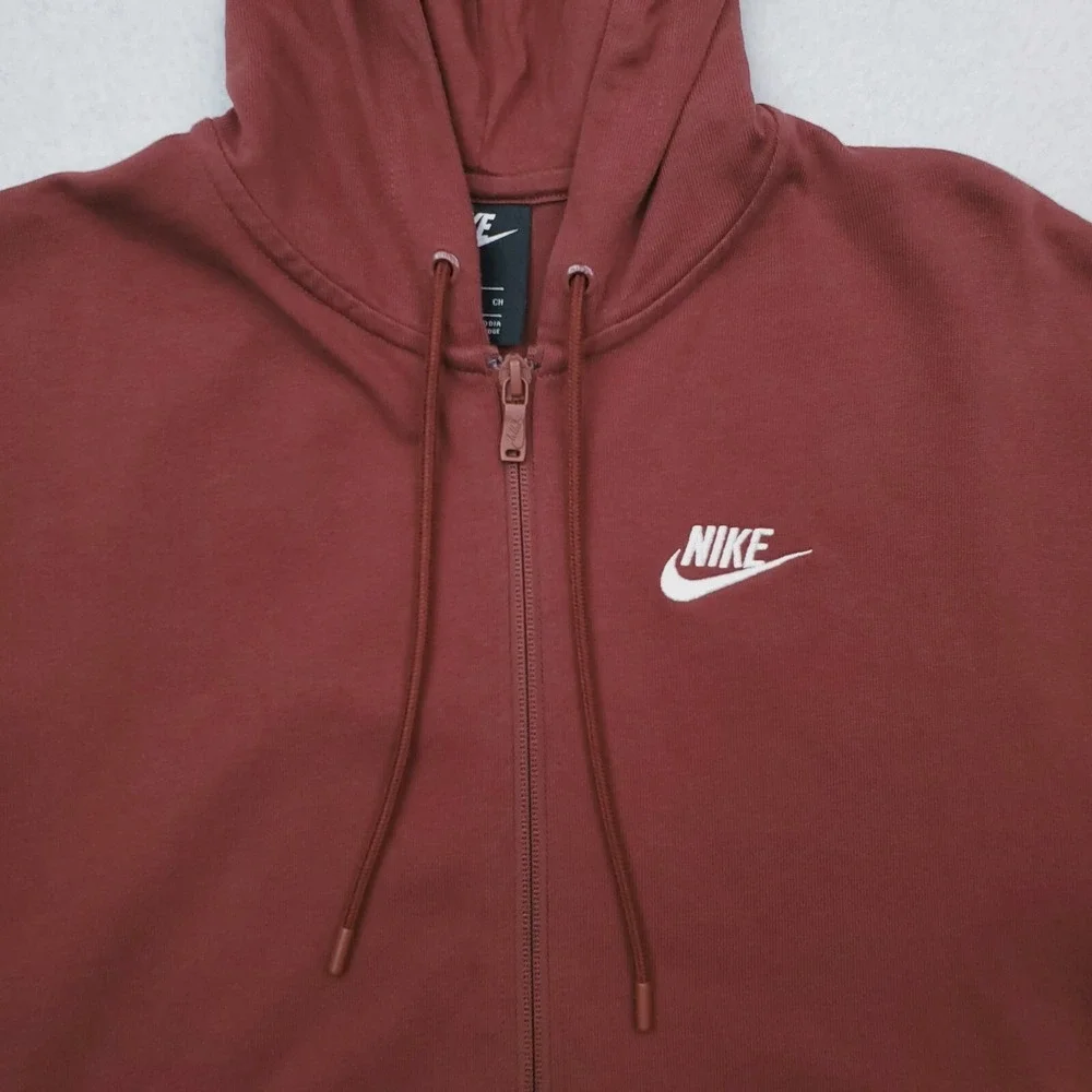 Nike Hoodie Womens Small Maroon Full Zip Sweatshirt Cropped Oversized Athleisure